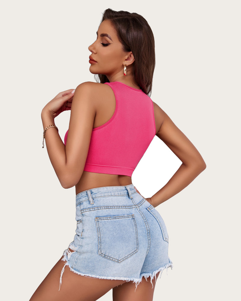 Fishnet Top Cut Out Cropped Tank Top