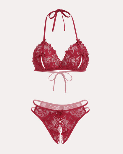 Bra and Panty Set Halter Lace 2 Piece Set