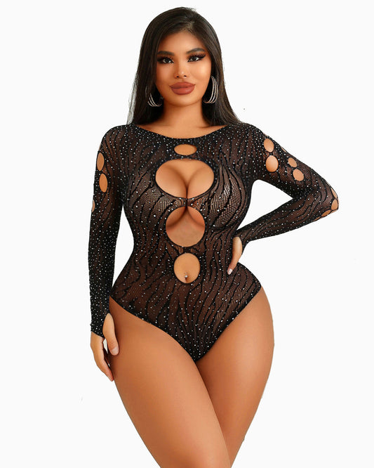 Body cu plasă cu strasuri Top din plasă