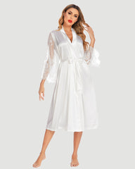 Floral Lace Kimono Robe Long Sleeves Nightwear