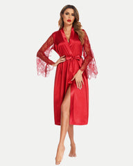 Floral Lace Kimono Robe Long Sleeves Nightwear