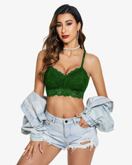 Crop top captusit cu dantela florala cu decolteu in V