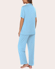 Set de pijamale moale cu guler Notch