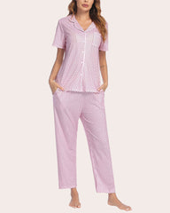 Set de pijamale moale cu guler Notch