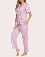 Set de pijamale moale cu guler Notch