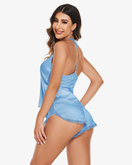 Pajama Set Satin Cami Lace Sleepwear