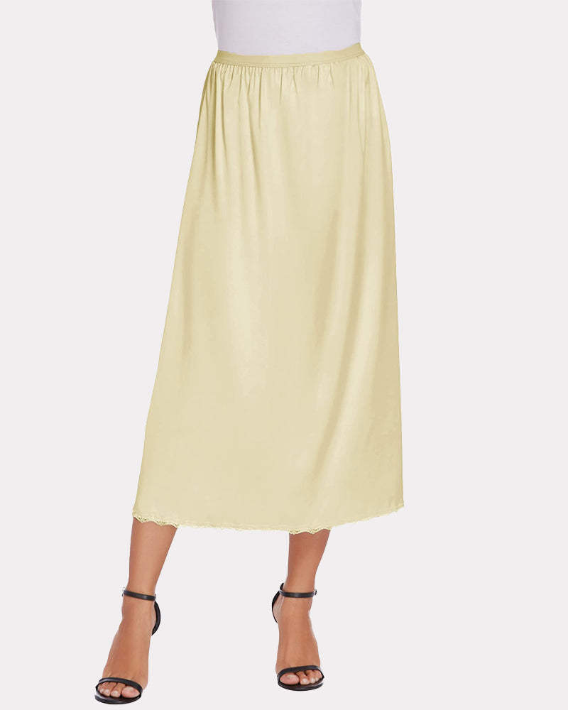 Satin Half Slip Dantela Fusta lungă