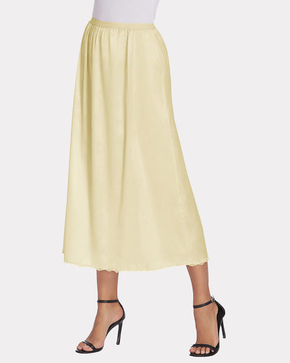 Satin Half Slip Dantela Fusta lungă
