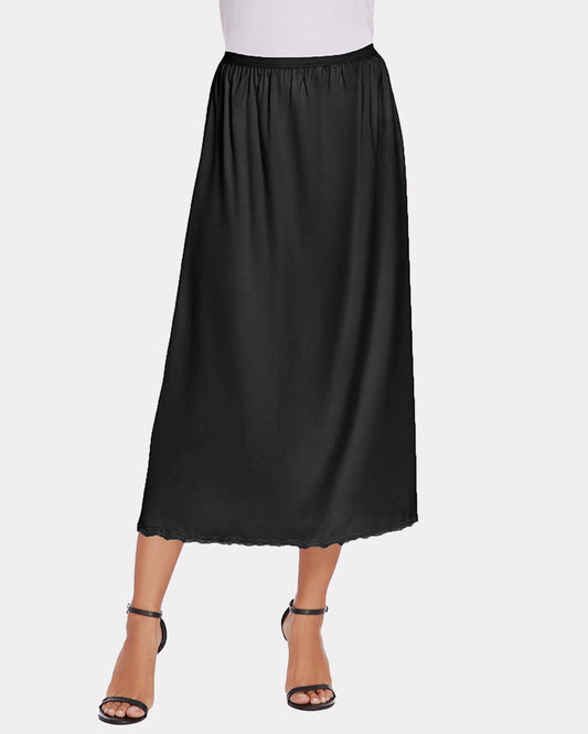 Satin Half Slip Dantela Fusta lungă