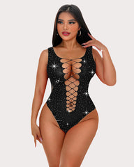 Body din plasă cu strasuri Sparkle Fishnet Lenjerie