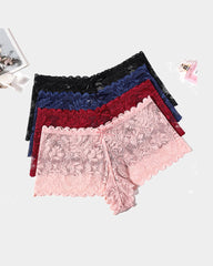 4 Pcs Floral Lace Panties High Waist Panty