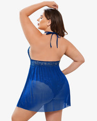 Plus Size Lace Snap Crotch Babydolls