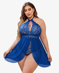 Plus Size Lace Snap Crotch Babydolls