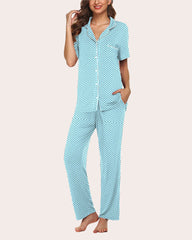 Set de pijamale moale cu guler Notch