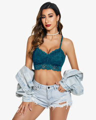 Padded Floral Lace V Neck Crop Top