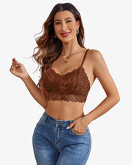 Padded Floral Lace V Neck Crop Top