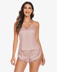 Set de pijamale din satin Cami Dantela