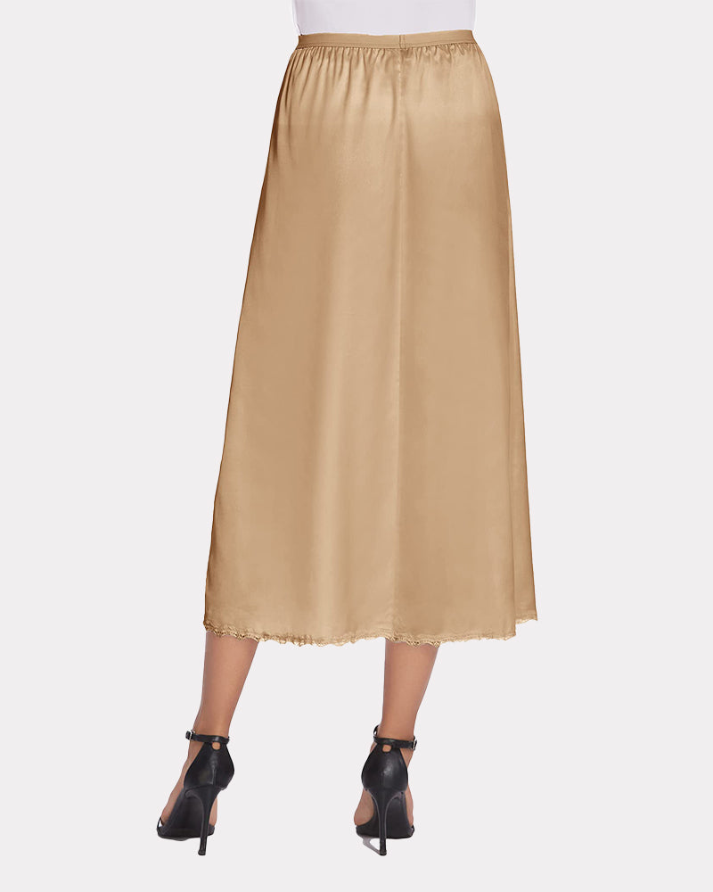 Satin Half Slip Dantela Fusta lungă