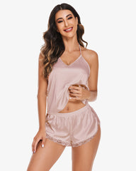 Set de pijamale din satin Cami Dantela