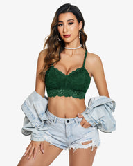 Padded Floral Lace V Neck Crop Top