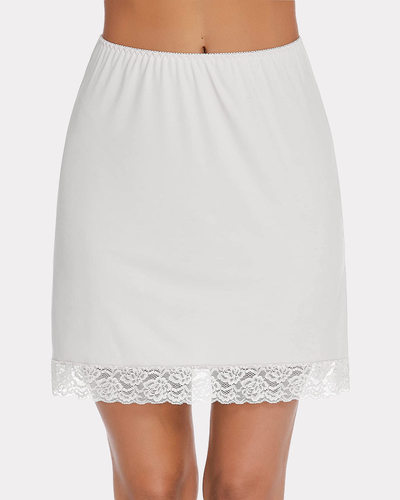Lace Trim Above Knee Half Slip Skirt