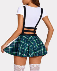 A-Line Suspender Pleated Short Braces Skirt