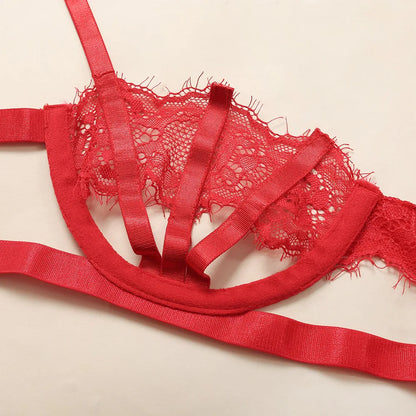 Ellolace Lingerie Set Women's Underwear Set Push up Hollow Out Bra Set Transparent Bralette Erotic Lingerie Female Underwear Set