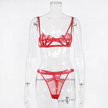 Ellolace Lingerie Set Women's Underwear Set Push up Hollow Out Bra Set Transparent Bralette Erotic Lingerie Female Underwear Set