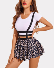 A-Line Suspender Pleated Short Braces Skirt