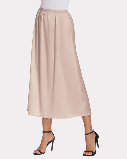 Satin Half Slip Dantela Fusta lungă