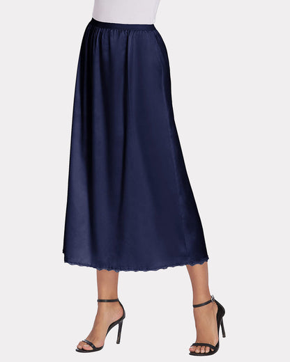 Satin Half Slip Dantela Fusta lungă