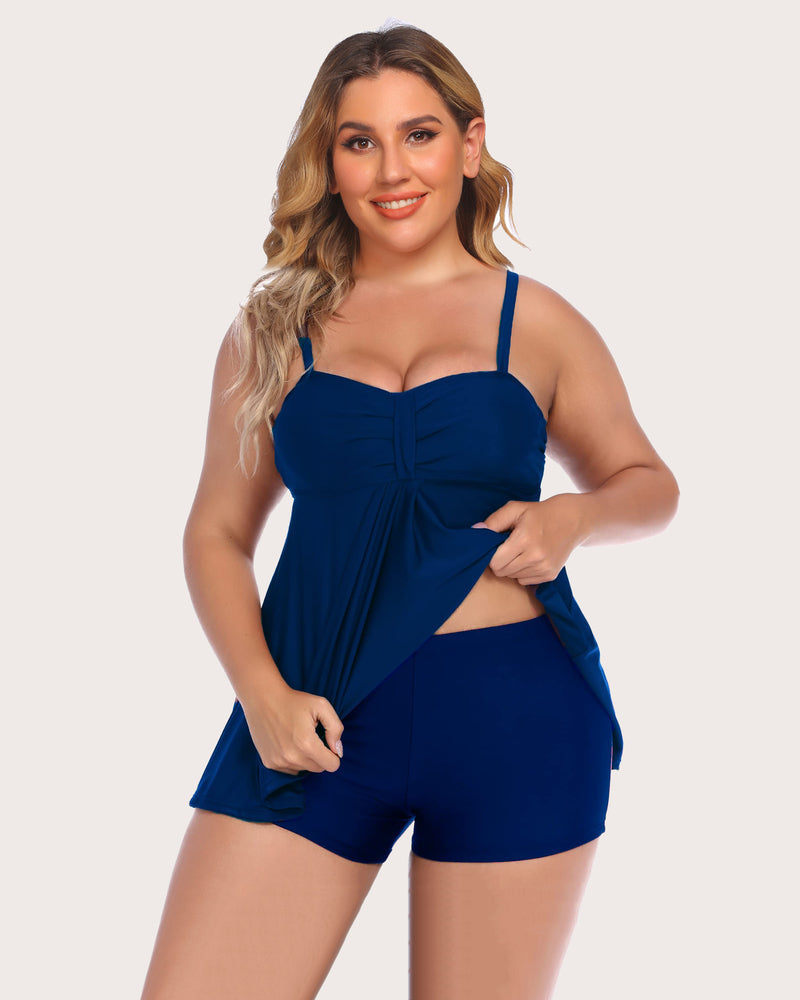 Zestaw tankini w paski retro marynarskie w kropki