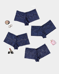 4 Pcs Floral Lace Panties High Waist Panty