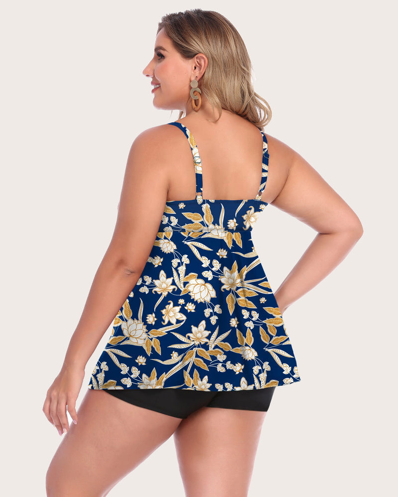 Zestaw tankini w paski retro marynarskie w kropki