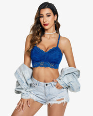 Padded Floral Lace V Neck Crop Top