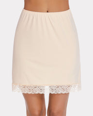 Lace Trim Above Knee Half Slip Skirt