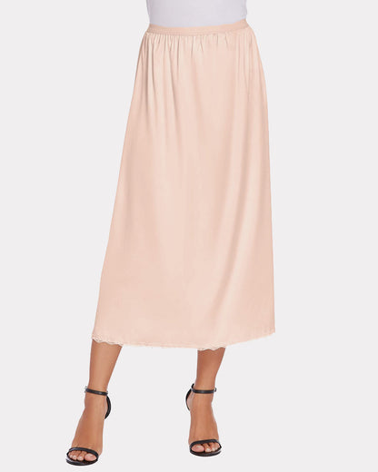 Satin Half Slip Dantela Fusta lungă