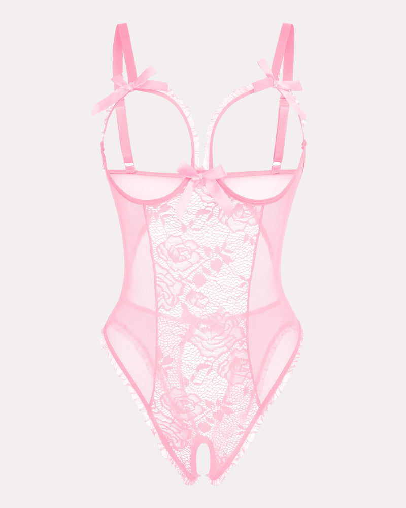 Leopard One Piece Lingerie Lace Mini Bodysuit