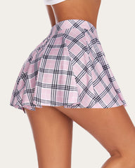 Solid Color High Waist A Line Skater Skirt