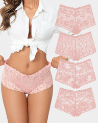 4 Pcs Floral Lace Panties High Waist Panty