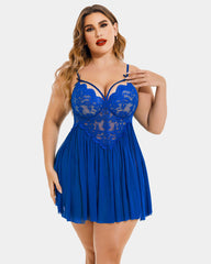 Plus Size Lace Heart Side Slit Nightdress