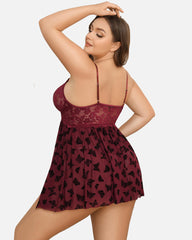 Plus Size Lace Floral Print Babydoll