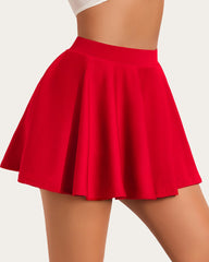 Solid Color High Waist A Line Skater Skirt