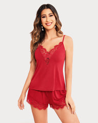 Love Heart Lace Trim Pajama Set