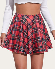 Plaid Skirts High Waist A Line Skater Skirt