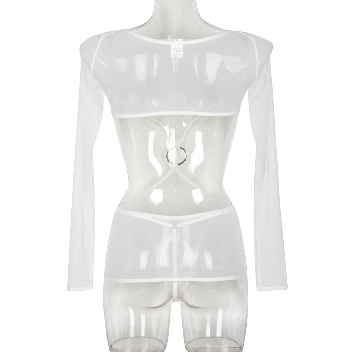 Sensual Lingerie Transparent Babydoll Sheer Mesh Cutout Waist Dress Hot Porn Outfit Uncensored Tulle Erotic Costume