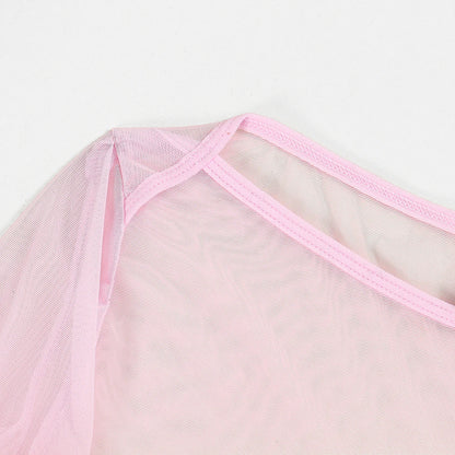 Sensual Lingerie Transparent Babydoll Sheer Mesh Cutout Waist Dress Hot Porn Outfit Uncensored Tulle Erotic Costume
