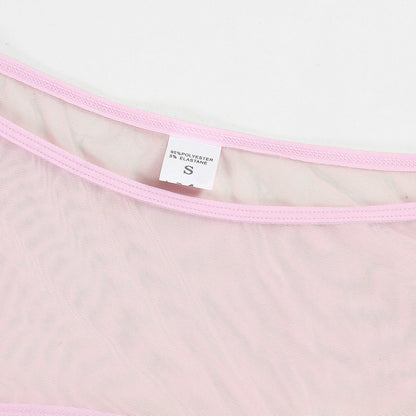Sensual Lingerie Transparent Babydoll Sheer Mesh Cutout Waist Dress Hot Porn Outfit Uncensored Tulle Erotic Costume