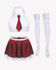 School Girl Costume Skirt Lingerie Set