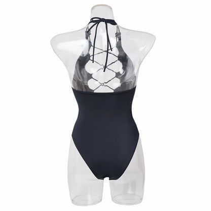 Bandage Women's Swimsuit Sexy Hollow Out Swimwear Extreme Microbikini One Piece Bodysuit Whole Halter Bathing Suit